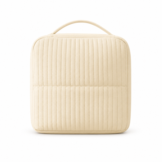 Beige Upright Cosmetic Travel Bag