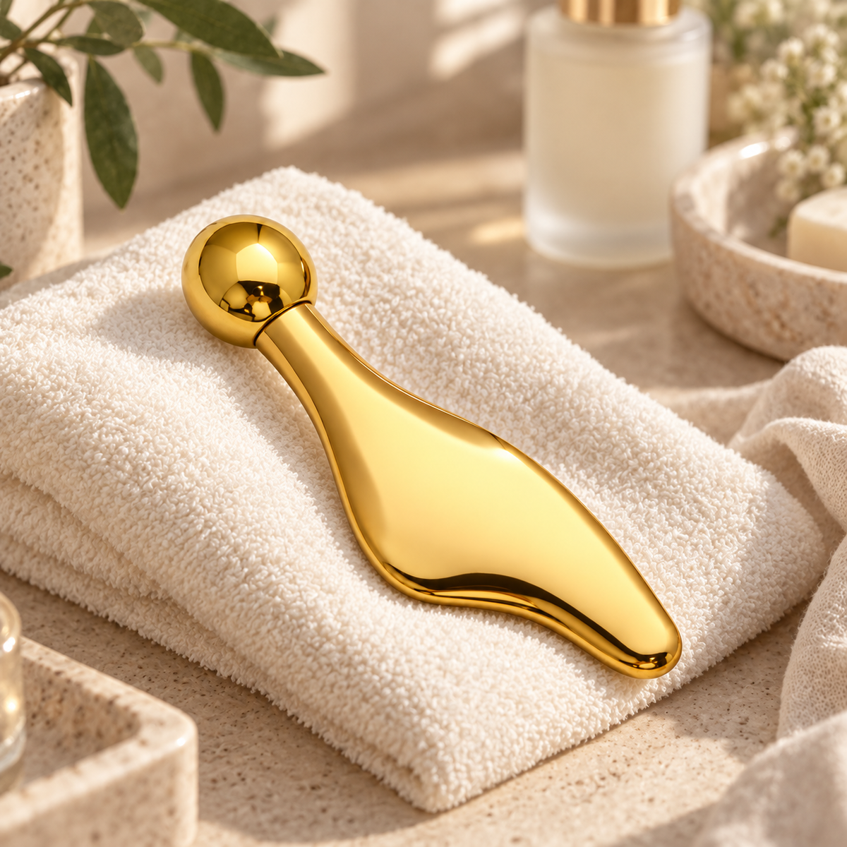Gold Metal Facial Massage Tool