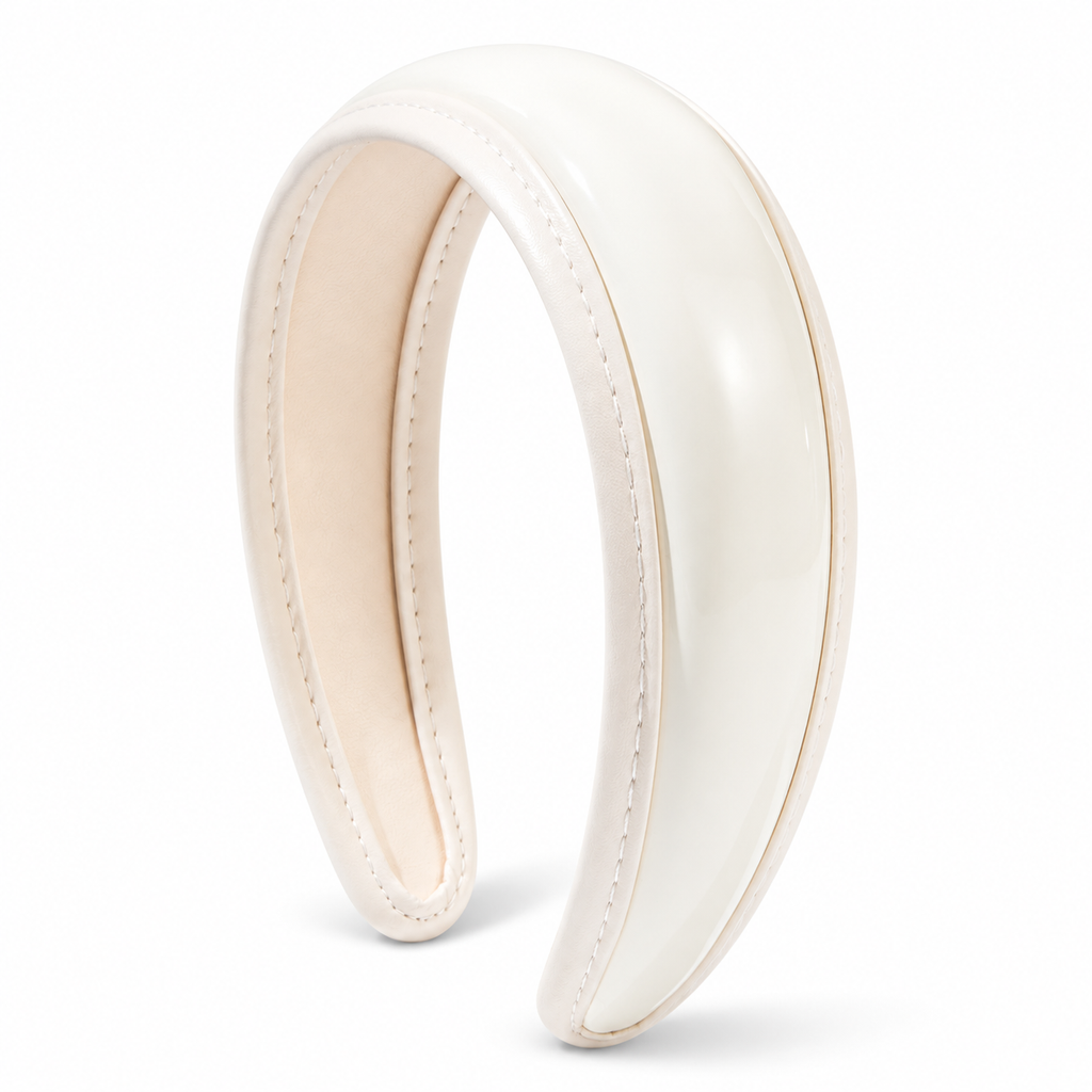 White Glossy PU Leather Wide Headband