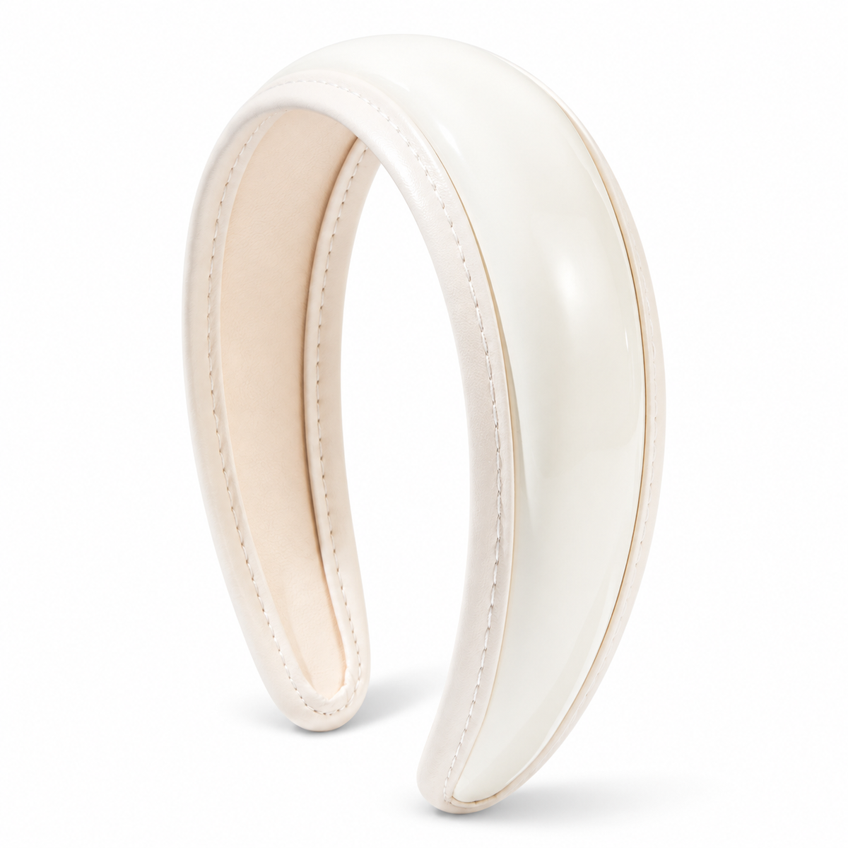 White Glossy PU Leather Wide Headband